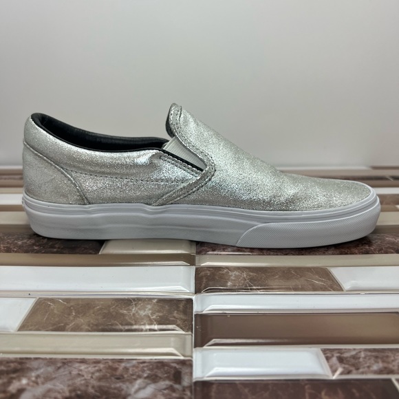 RARE🔥 VANS Slip On Sneakers Silver Dust Sparkle Shoes Sz 7.5 Men’s - 9 Women’s - Picture 11 of 15